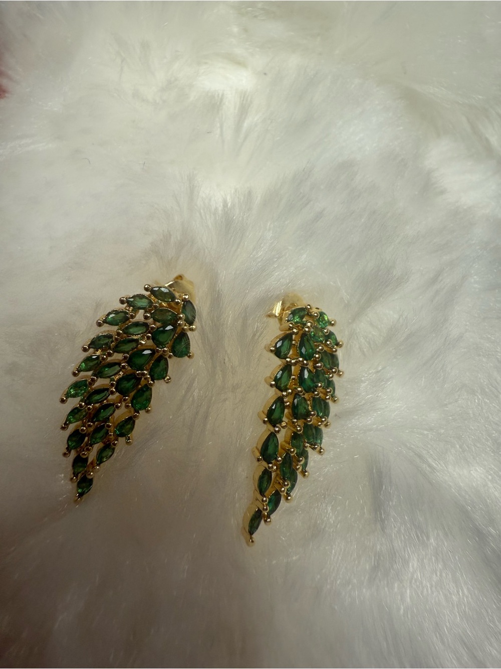 Unk Gold-Tone Emerald Green Marquise Wing Earrings